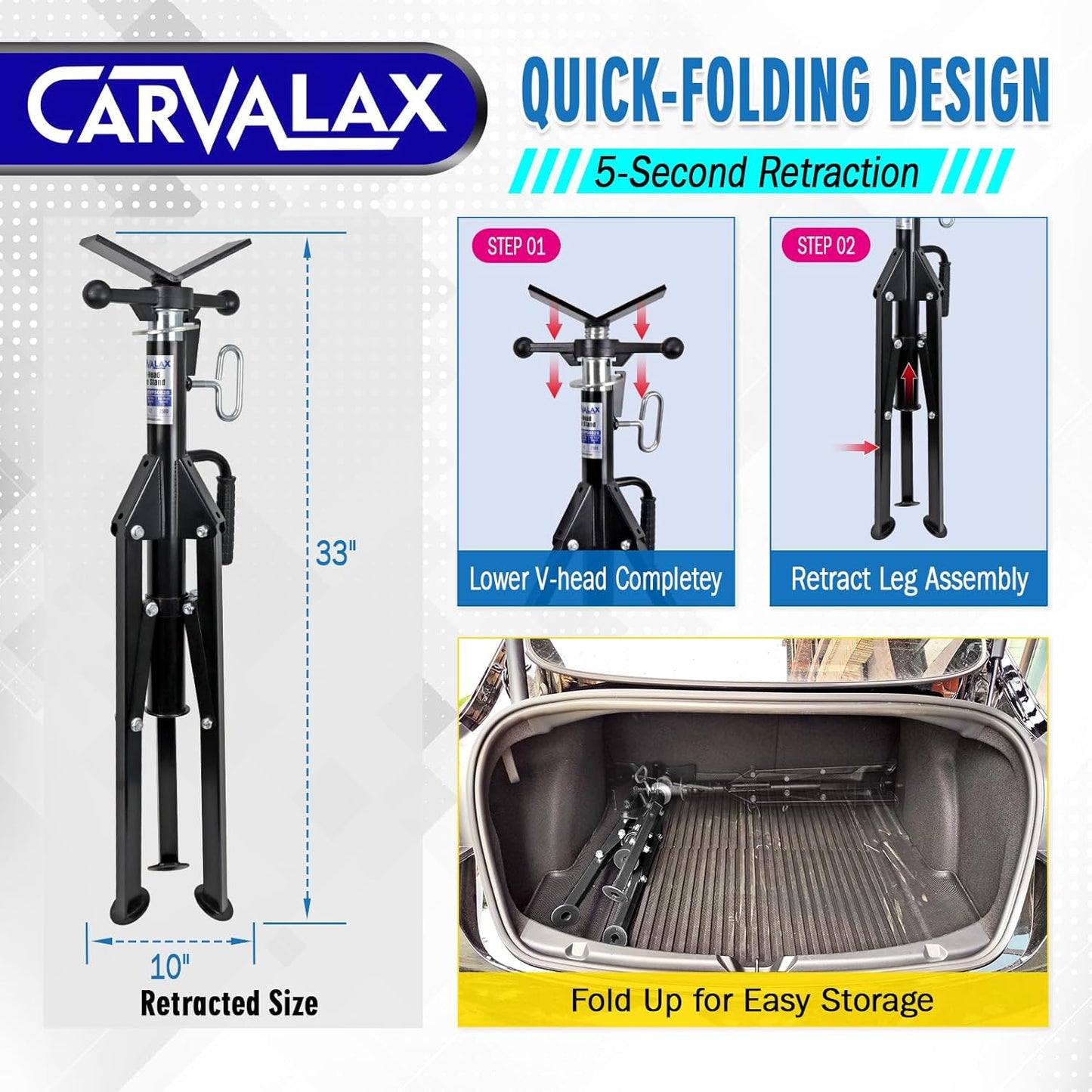 V-Head Pipe Jack Stands, 28"-52" Adjustable Pipe Stand Fits 1/2" - 12" Pipe Capacity w/ 2500LB Load Capacity, Steel Pipe Stand for Welding w/Portable Folding Legs
