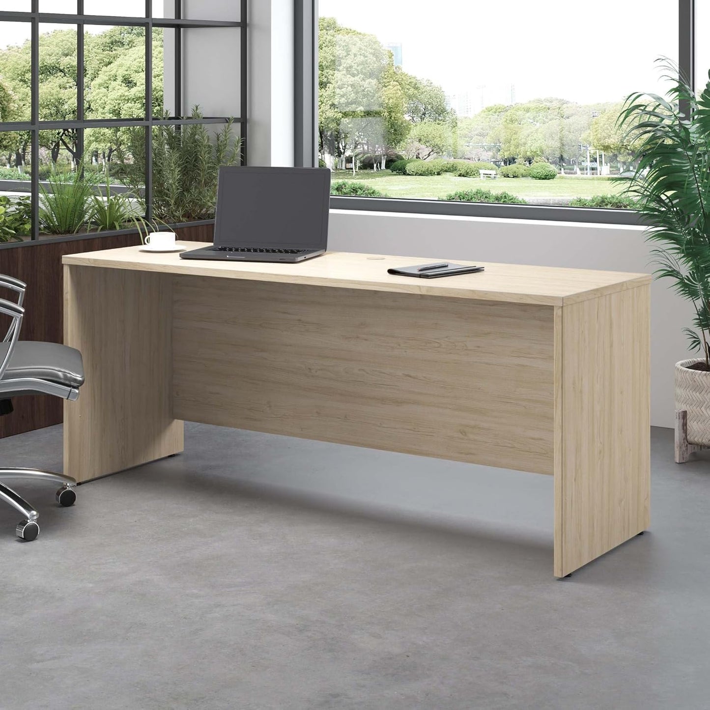 Bush Business Furniture Studio C 72W x 24D Credenza Desk in Natural Elm, Computer Table for Home or Professional Office