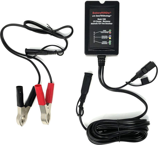 1500: 12 Volt-1.5 AMP Battery Charger, Battery Maintainer, and Battery Desulfator with SmartTECHnology - Designed for Cars, Trucks, Boats, Motorcycles, Snowmobiles, Jet Skis, Golf Carts