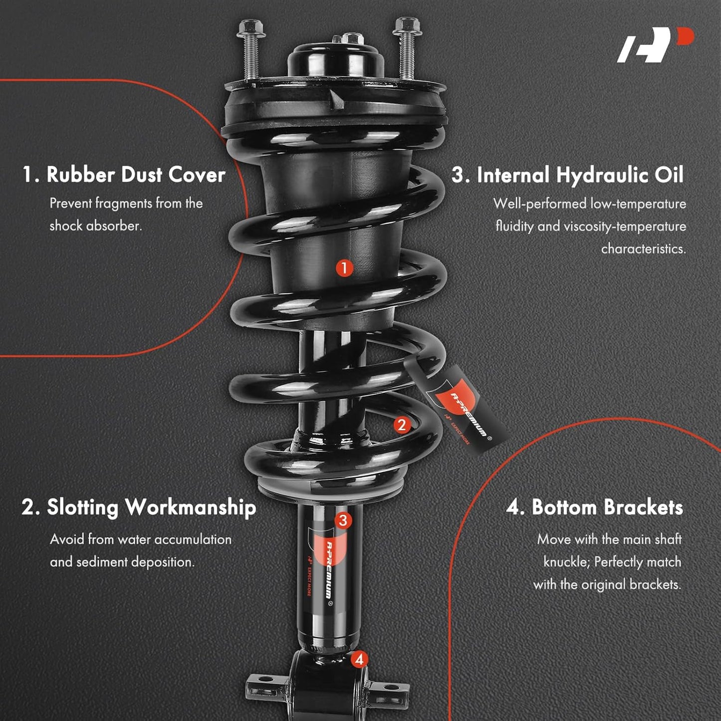A-Premium 2x Front Strut and Coil Spring Assembly Compatible with Chevy and GMC Vehicles - [w/o 22" Wheels] - Avalance 2007-2013, Suburban 2015-2020, Tahoe 2007-2020, Yukon 2007-2020