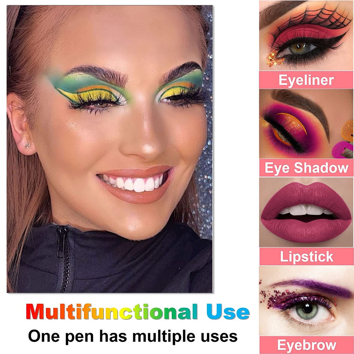 15PCS Colorful Eyeliner Pen Set, Eye Shadow Pencil, Pearl & Matte Metallic Glitter Eyeliner for Women, Eye & Lip Liner, Professional Eye Makeup Set