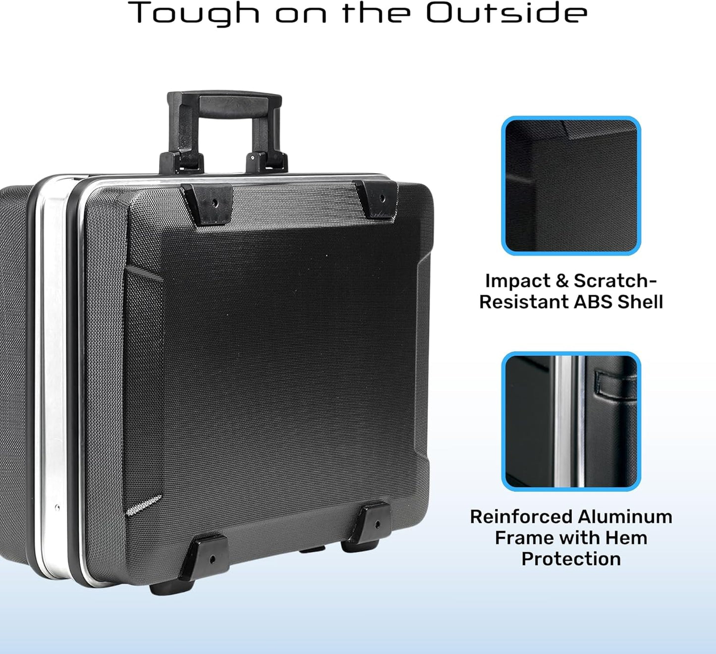 B&W International GO Portable Wheeled Rolling Tool Case Box with Pocket Boards, Black