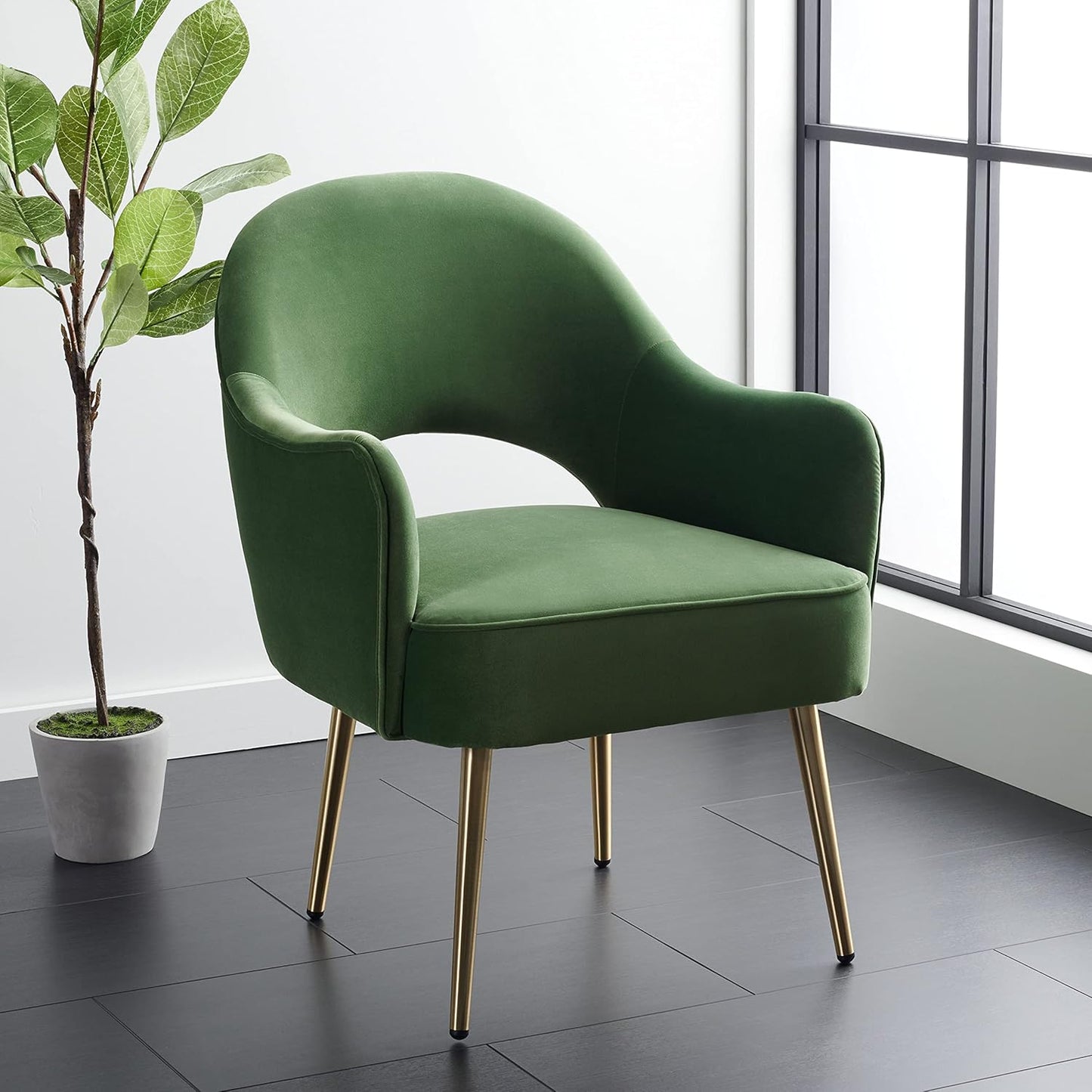 SAFAVIEH Home Collection Dublyn Green Velvet/Gold Accent Chair