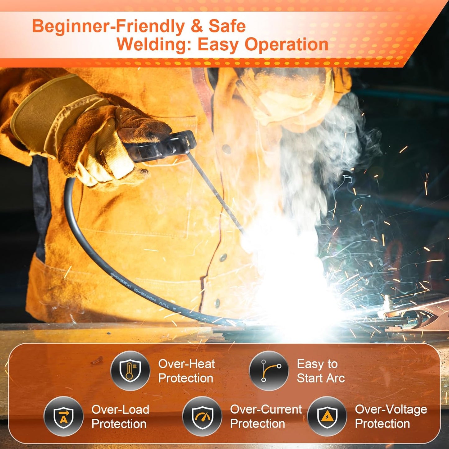 200A Stick Welder 110V, Mini Portable Inverter Welding Machine with Synergic Control, Digital Display, Hot Start, Arc Force, Anti-Stick - Includes Helmet,Gloves,20 Rods & Accessories