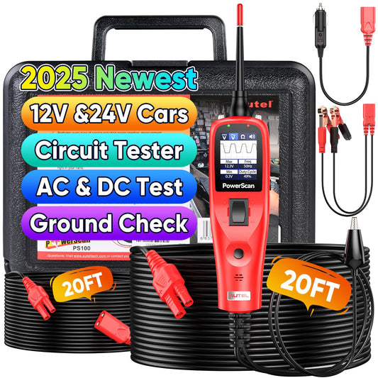 2025 Autel PowerScan PS100 Power Circuit Probe Kit, 12V 24V Automotive Electrical Wire Tracer Circuit Relay Tester, Open Breaker Short Find Tool, Read AC DC Resistance, Activate Component, 40ft Cable