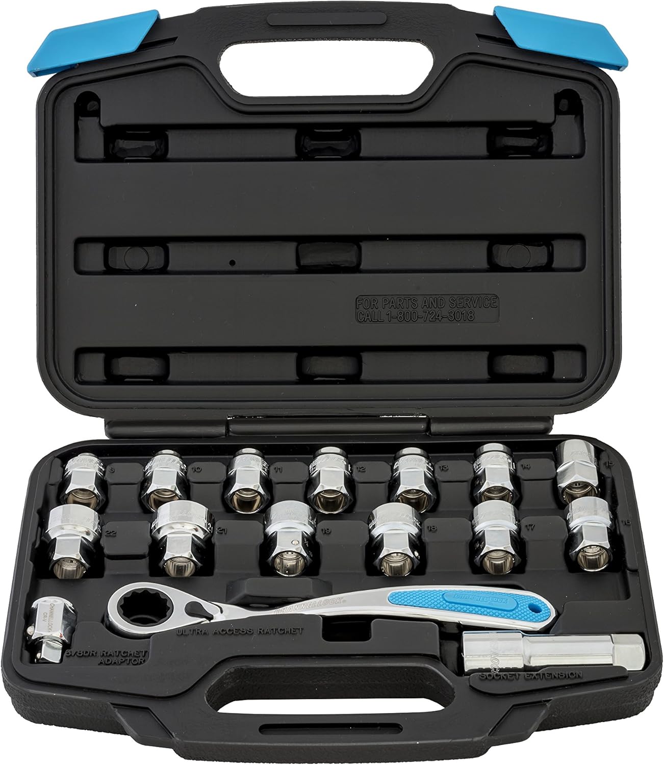 Channellock 39100 Ultra Access Socket Set, 16 Piece, Chrome/Nickel