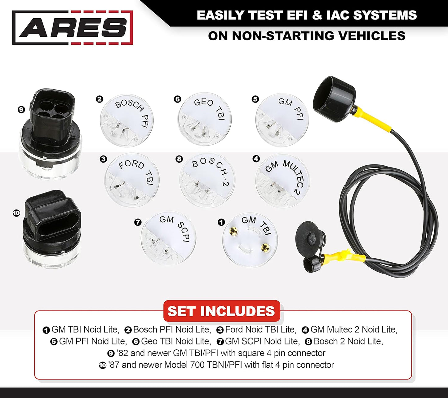 ARES 71500 - Noid Light & IAC Test Kit - Easily Eliminate EFI and IAC Systems as Causes for Non-Starting Vehicles