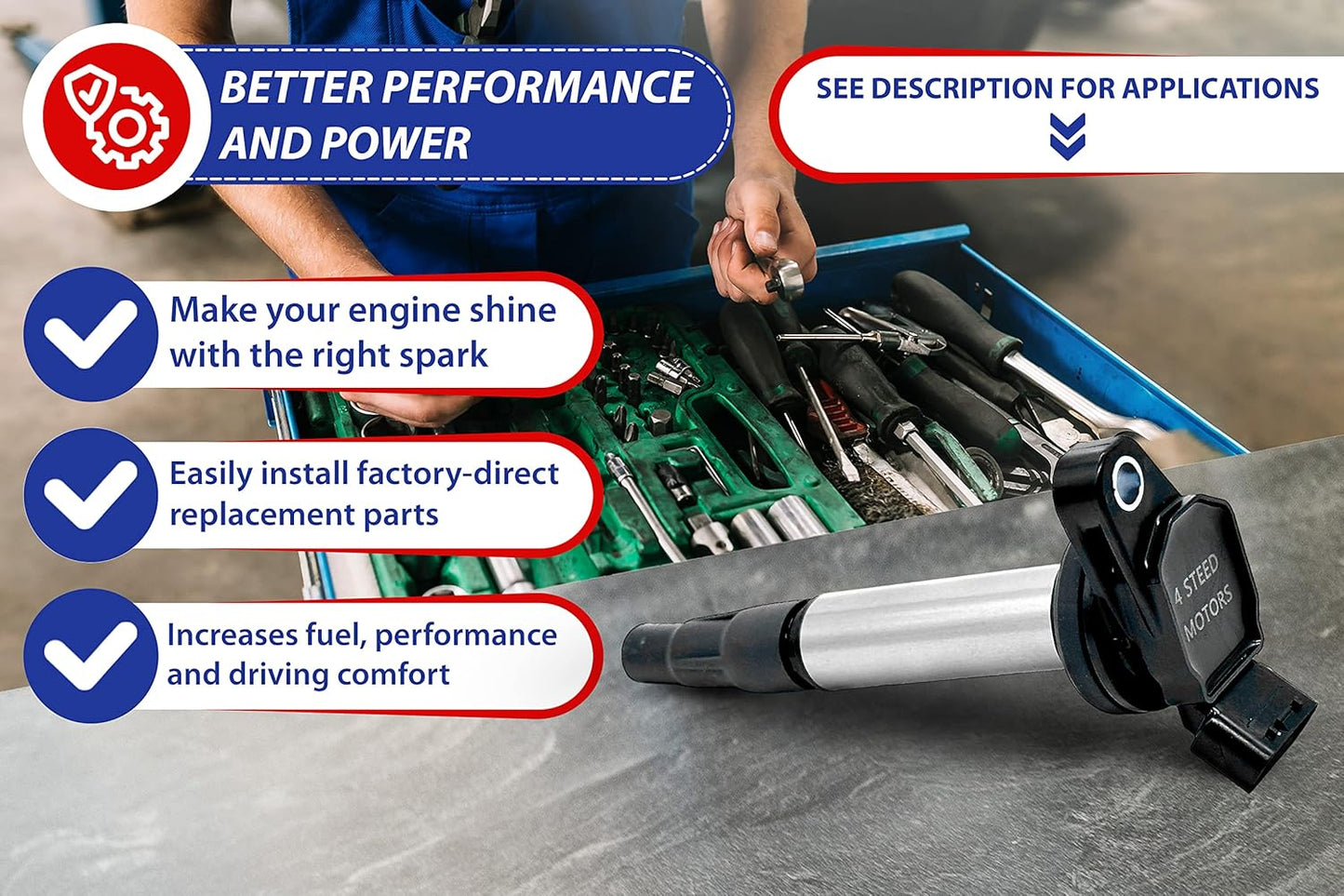 Set of 4 Ignition Coil Pack with Spark plugs Fit for Toyota Corolla Matrix Prius Scion IM Scion XD Lexus CT200H & More Replaces# UF-596, UF-619, 90919-02258, 90919-01275, 93501