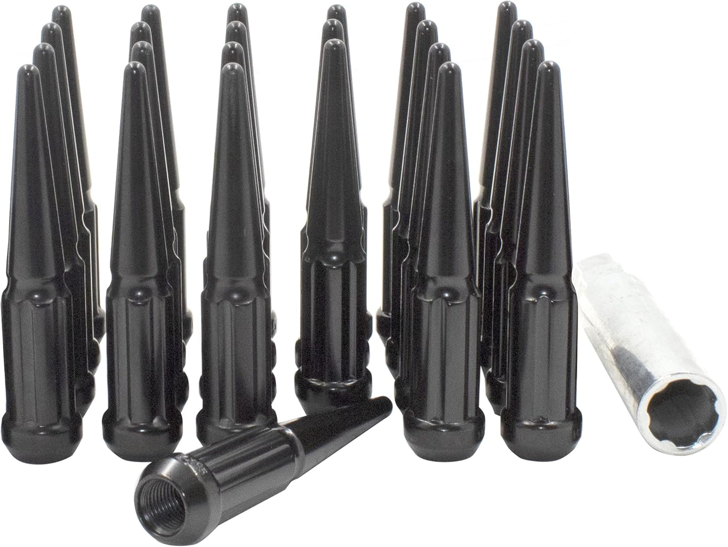 Wheel Accessories Parts 20 Pcs M12x1.5 12x1.5 Thread Spike Spline 4.40" Long Lug Nuts Chrome 7/8" & 13/16" Hex Fits Chevy Blazer S10 ｜ GMC Jimmy S15 ｜ Bronco Sport