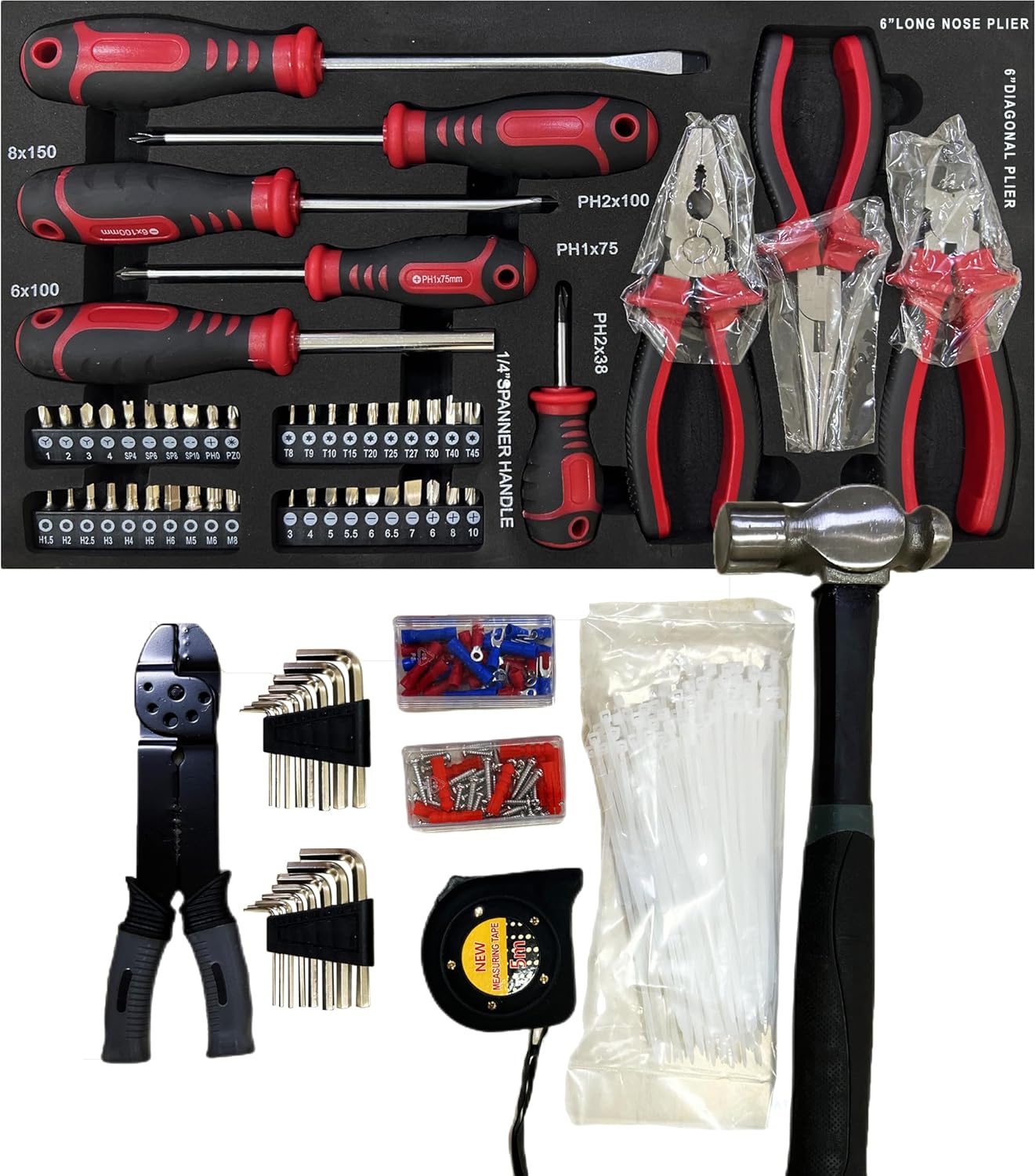 Campfun 439PCS Tool Set, Mechanic Tool Set for Home, Tool Box Set 4-Tier Socket Wrench Ratchet Plier Nails, Home Tool Set Mechanics Kit with 3 Drawers for Adults Man Handyman, Black