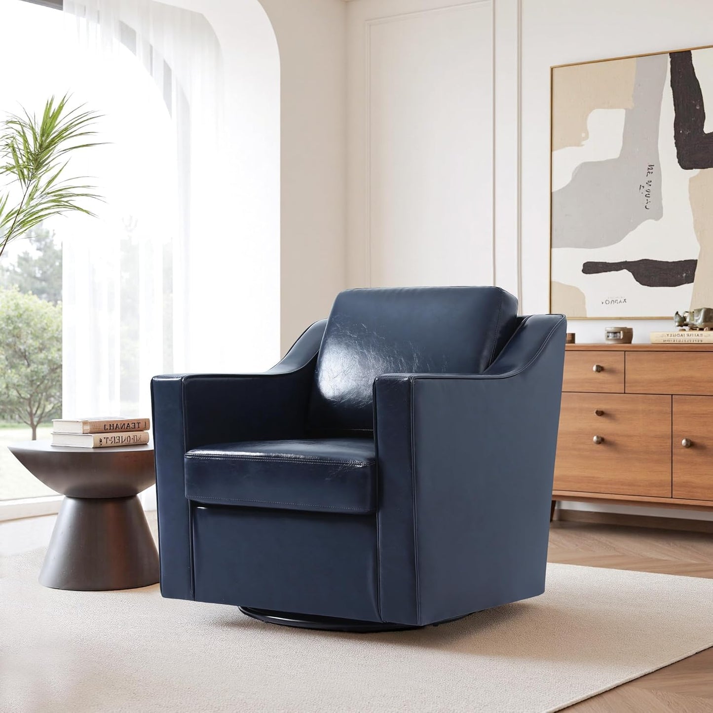 UIXE Swivel Accent Chair Set of 2, Chenille Upholstered Arm Chair for Living Room, Modern Club Armchair Comfy Single Sofa Bedroom Reading Seat with Lumbar Pillow - Coffee
