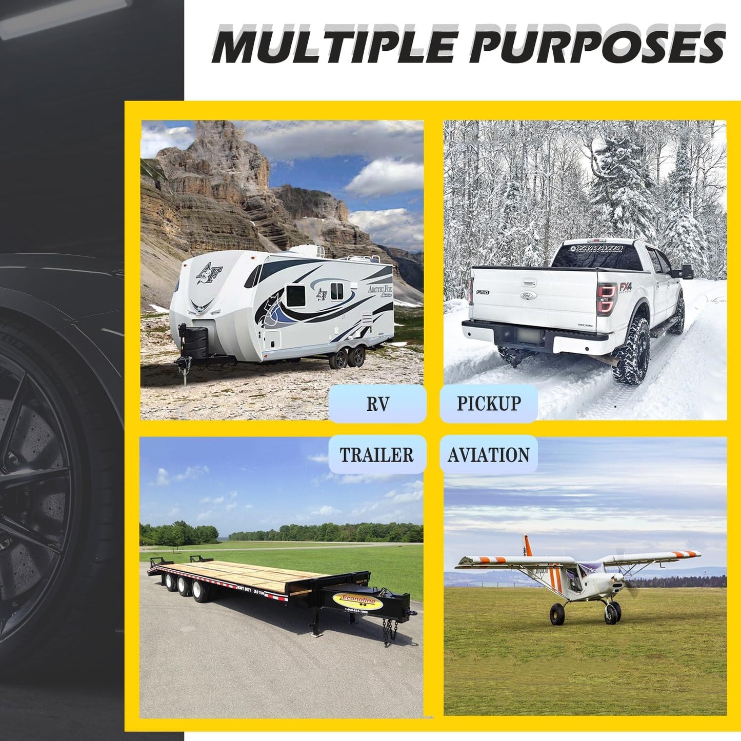 Vacallity Wheel Chocks for Travel Trailers, Sturdiness Heavy Duty Solid Rubber Camper Trailer RV Wheel Chock Blocks, Aircraft Truck Car tire Stopper, Wheel Immobilizers & Chocks, Trailer Accessory