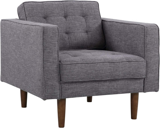 Armen Living Element Chair in Dark Grey Linen and Walnut Wood Finish