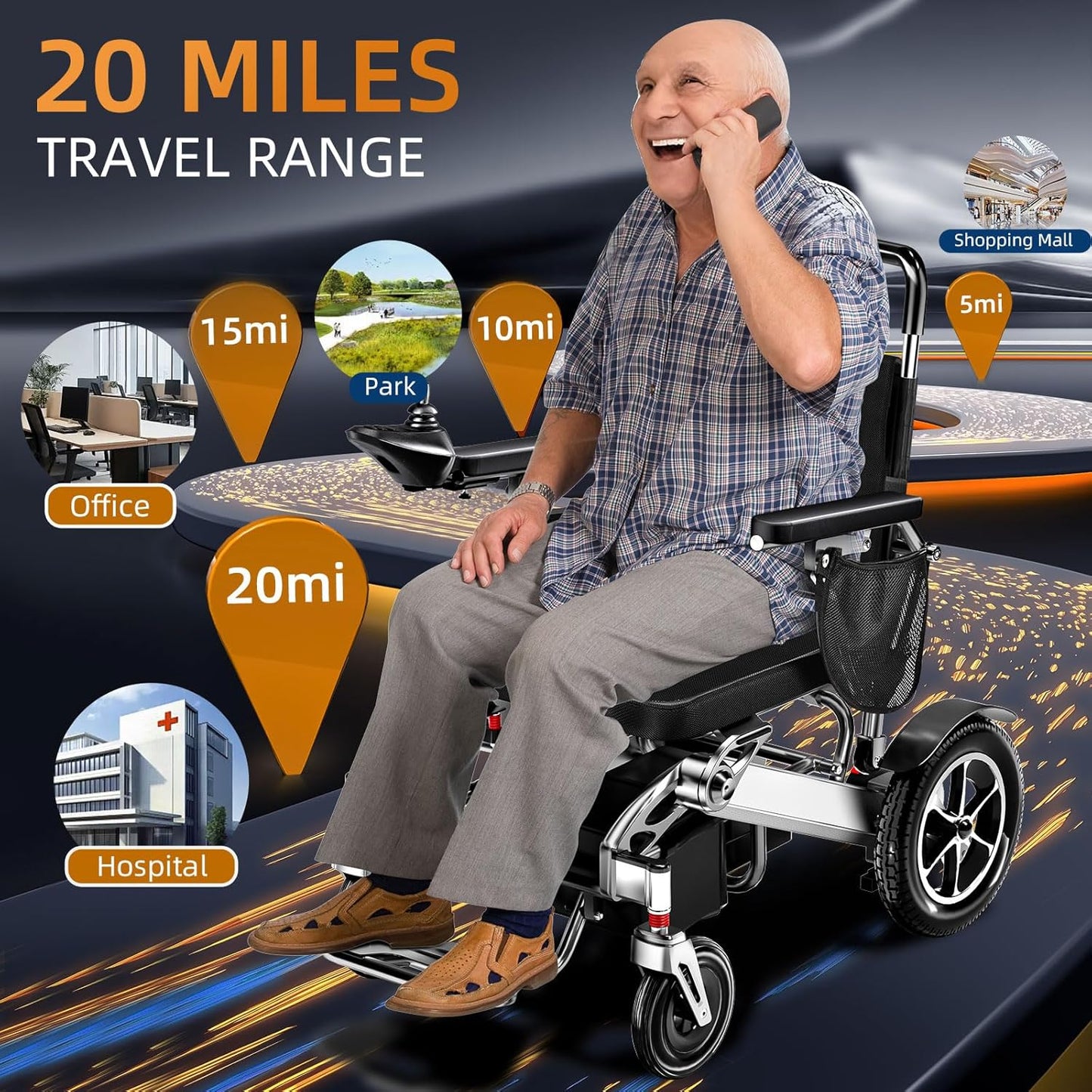 [2025 Upgrade] Hassky 20-Mile Electric Wheelchairs for Adults Lightweight Foldable, All Terrain Motorized Wheelchair for Senior, 330 lb Load-Bearing Portable Power Wheelchair for Traveling