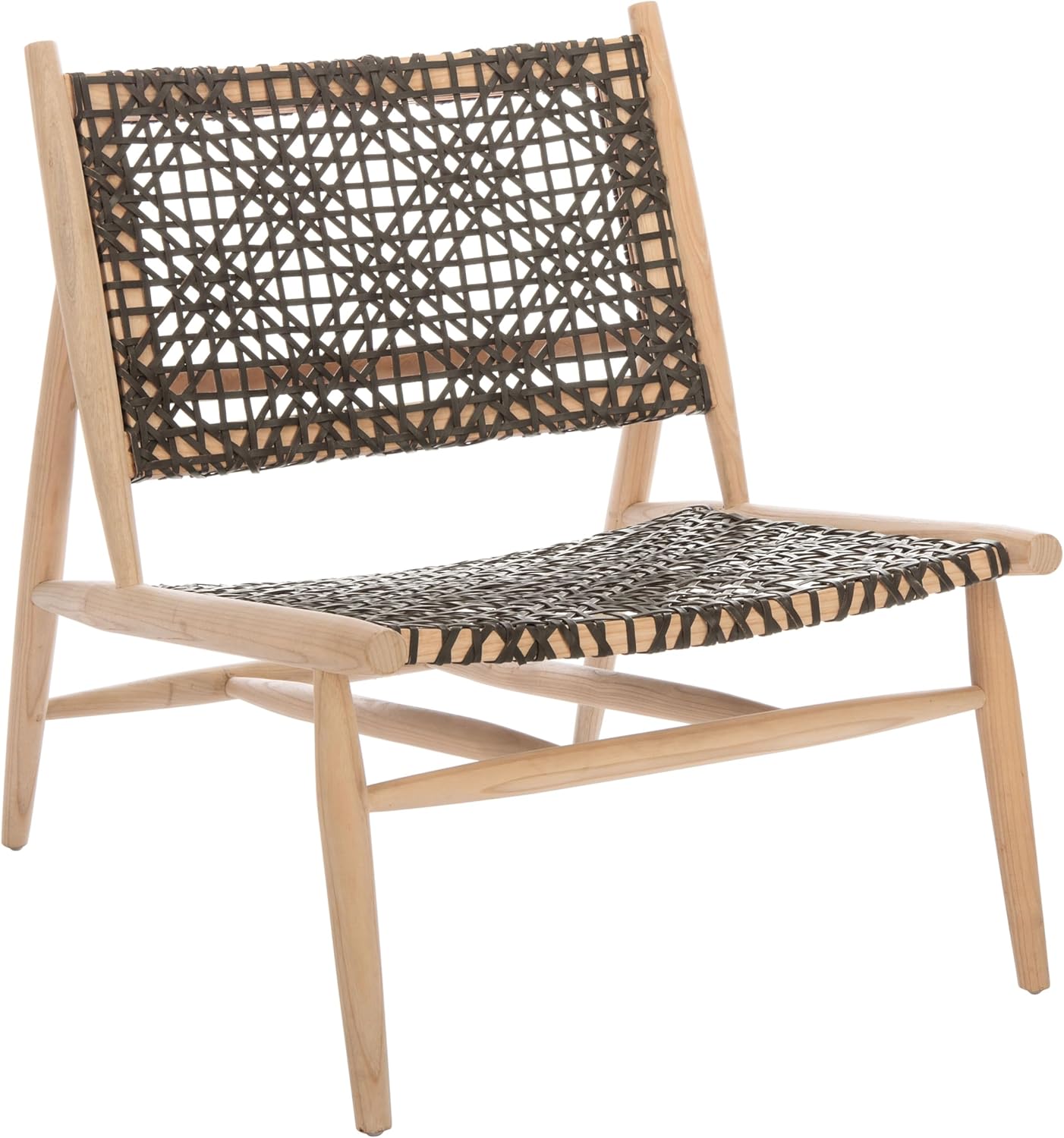 Safavieh Home Bandelier Light Natural and White Leather Woven Accent Chair