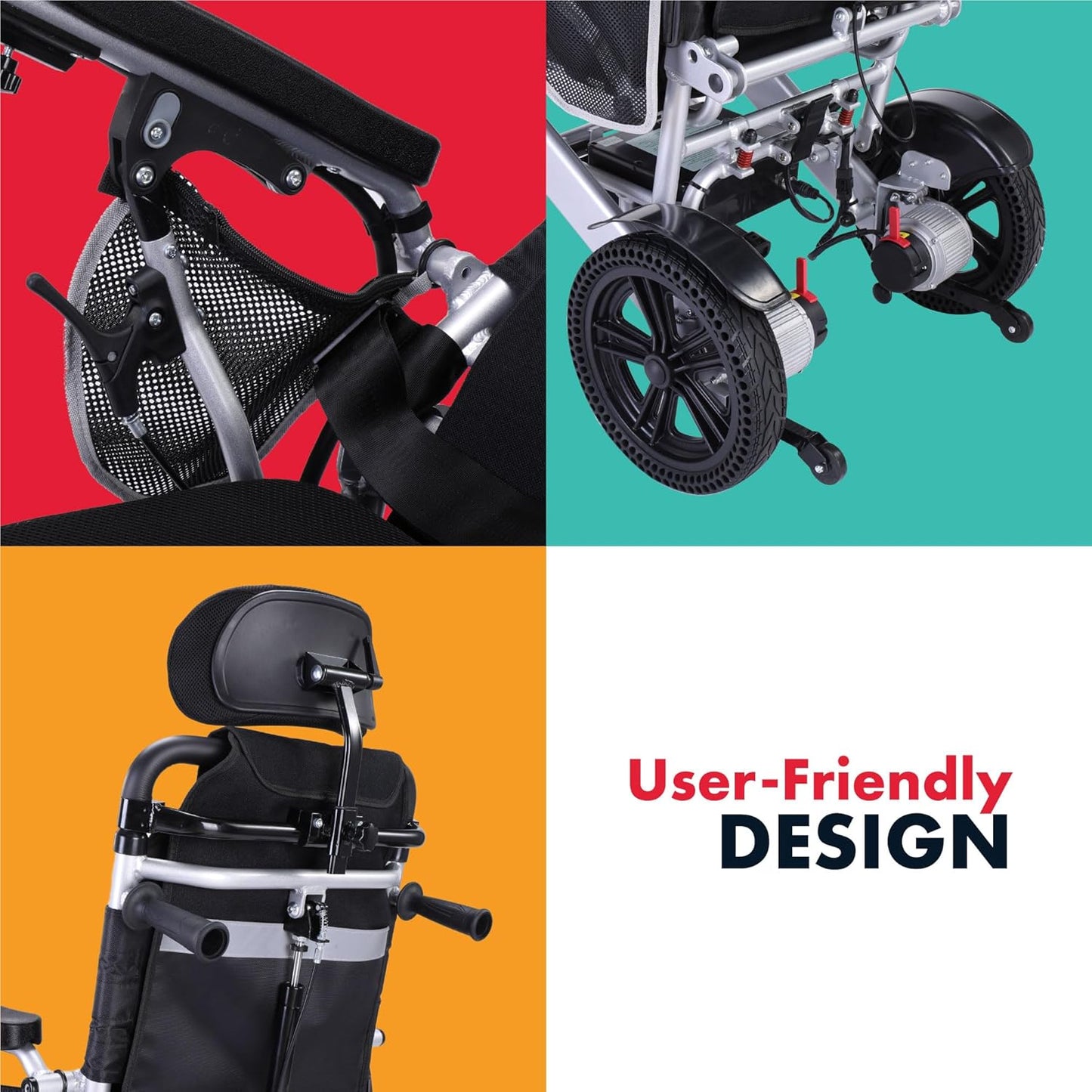 Rubicon DX11 - Reclining Foldable Electric Wheelchairs for Adults - Longest Range 25 Miles of Freedom: Airline Approved Deluxe Electric Wheelchair with Dual 12AH Lithium Batteries, 600W Motor (Model7)