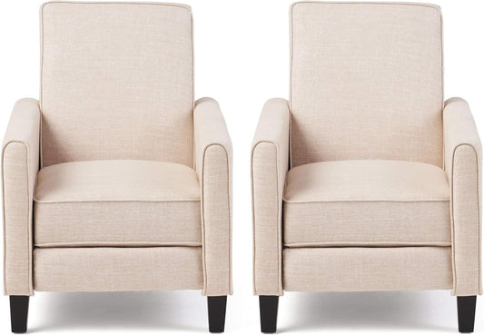 Christopher Knight Home Emmie Fabric Recliner (Set of 2), Beige, Dark Brown