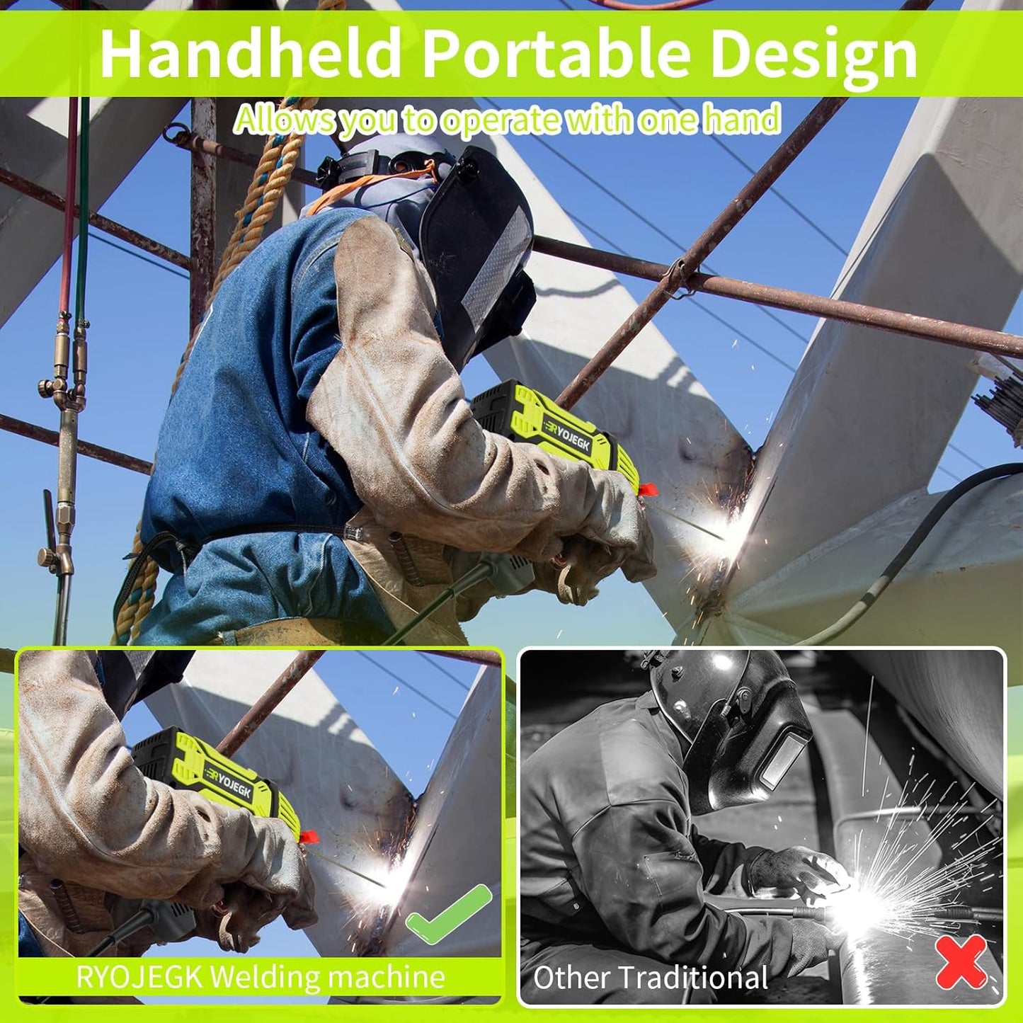 RYOJEGK Portable Welding Machine,110V Handheld Variable Current Adjustment MMA ARC Welder Machine With Display &amp; IGBT Inverter, Soldadoras Portátiles Para for 3\/32&#39;&#39;-1\/8&#39;&#39; Welding Rod