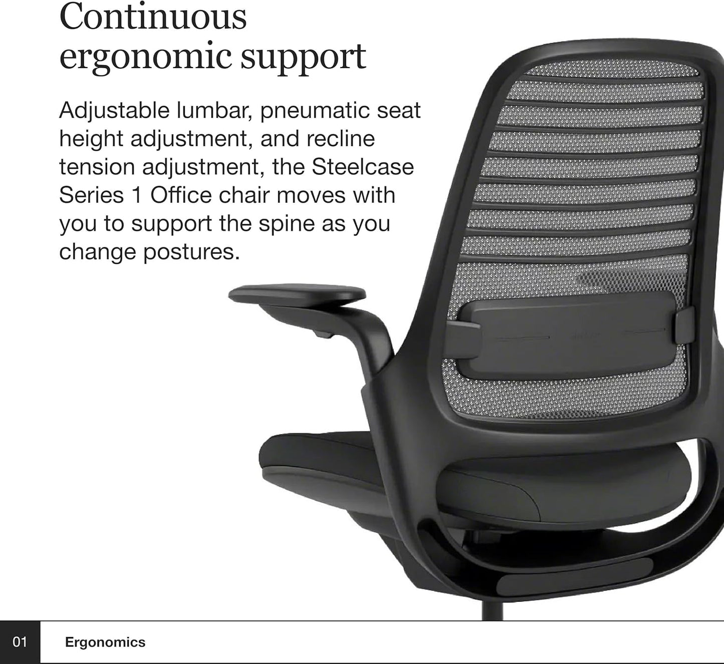 Steelcase Series 1 Office Chair - Ergonomic Work Chair with Wheels for Carpet - Helps Support Productivity - Weight-Activated Controls, Back Supports & Arm Support - Easy Assembly - Graphite