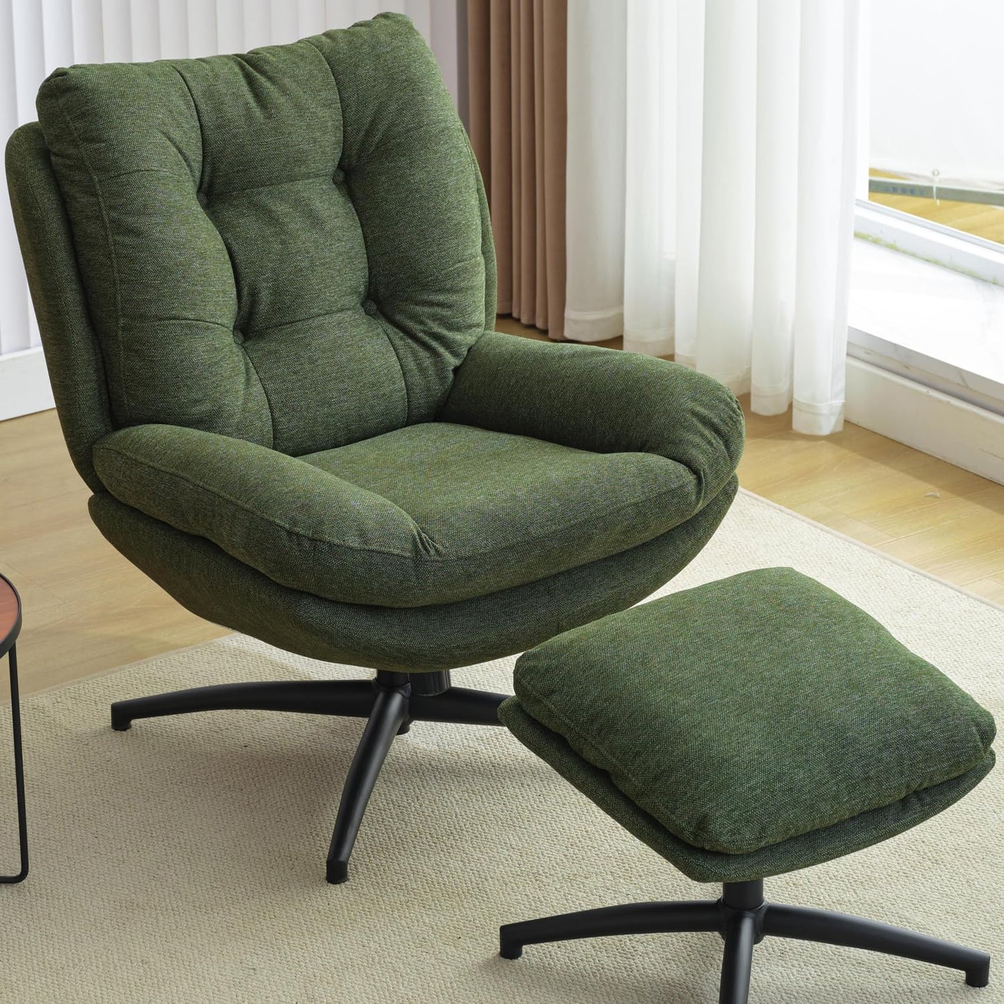 Swivel Accent Chair with Ottoman Set, TV Lounge Chair with 360 Degree Swiveling,Tilting for Living Room, Chenille Comfy Reading Chair with 23" High Back for Bedroom, Modern Armchair with Footrest,Grey