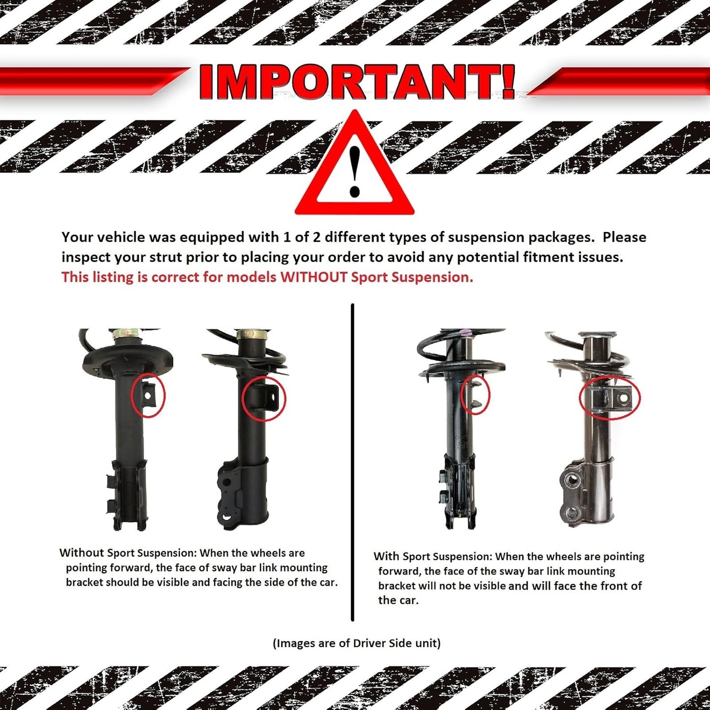 TRQ Complete Strut Assembly & Shock Absorber Kit Complete Strut & Coil Spring Assembly Compatible with 2011 Hyundai Sonata