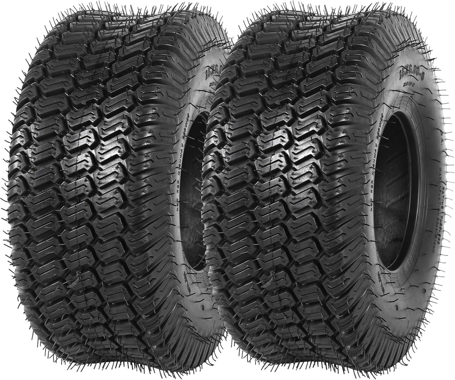 (2-Pack) 16x6.50-8 Tires - 4PR Durable Tubeless, Replacement Lawn Tractor Tires with Deep Ribbed Treads, Rim Not Included