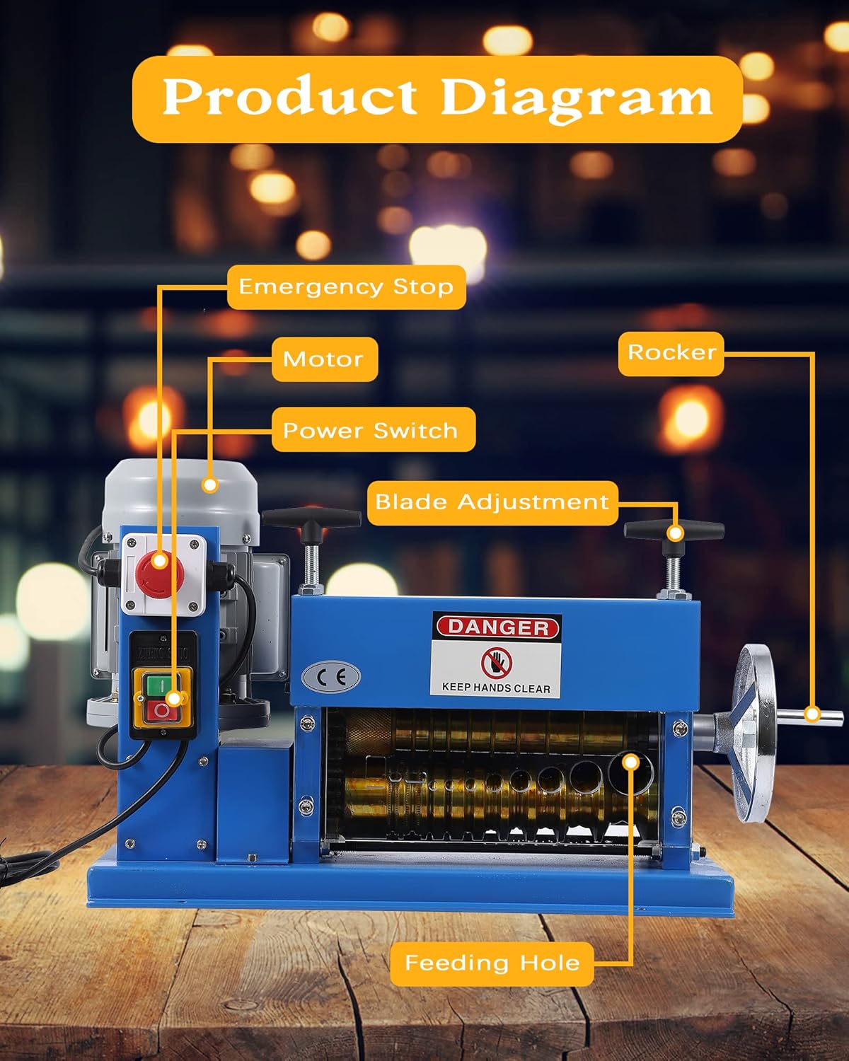 Automatic Wire Stripping Machine for 0.06" -1.5", [High Precision] [75 ft/min] Wire Stripper Tool with An Extra Manual Crank, Electric Wire Stripper for Scrap Cable Copper Recycling