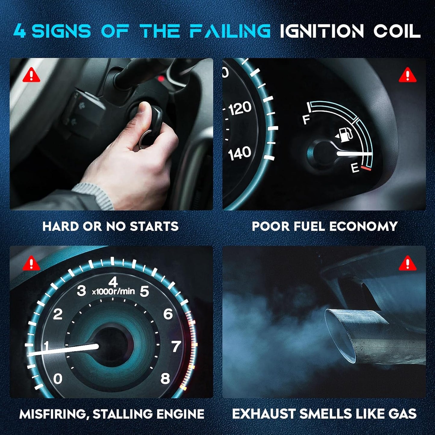 Set of 4 Ignition Coil Pack 2.4L Compatible with Chevy Equinox Cobalt HHR Malibu, Buick LaCrosse Regal Verano, GMC Terrain, Saturn Aura Ion Sky, Pontiac G5 G6 Solstice Replace UF491 C1552