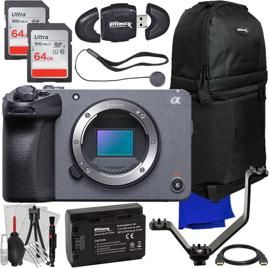Ultimaxx Starter FX30 Digital Cinema Camera Bundle (Body Only) - Includes: 2X 64GB Ultra Memory Cards, V-Shaped Bracket, Replacement Battery, Water-Resistant Sling Backpack & More (21pc Bundle)