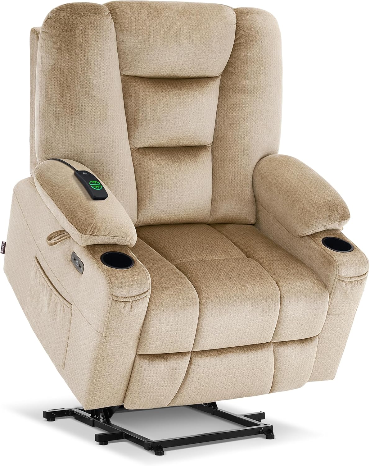 MCombo Large Power Lift Recliner Chair Sofa with Massage and Heat for Big and Tall Elderly People, 3 Positions, Cup Holders, and USB Ports, Fabric 7549 (Large, Burgundy)