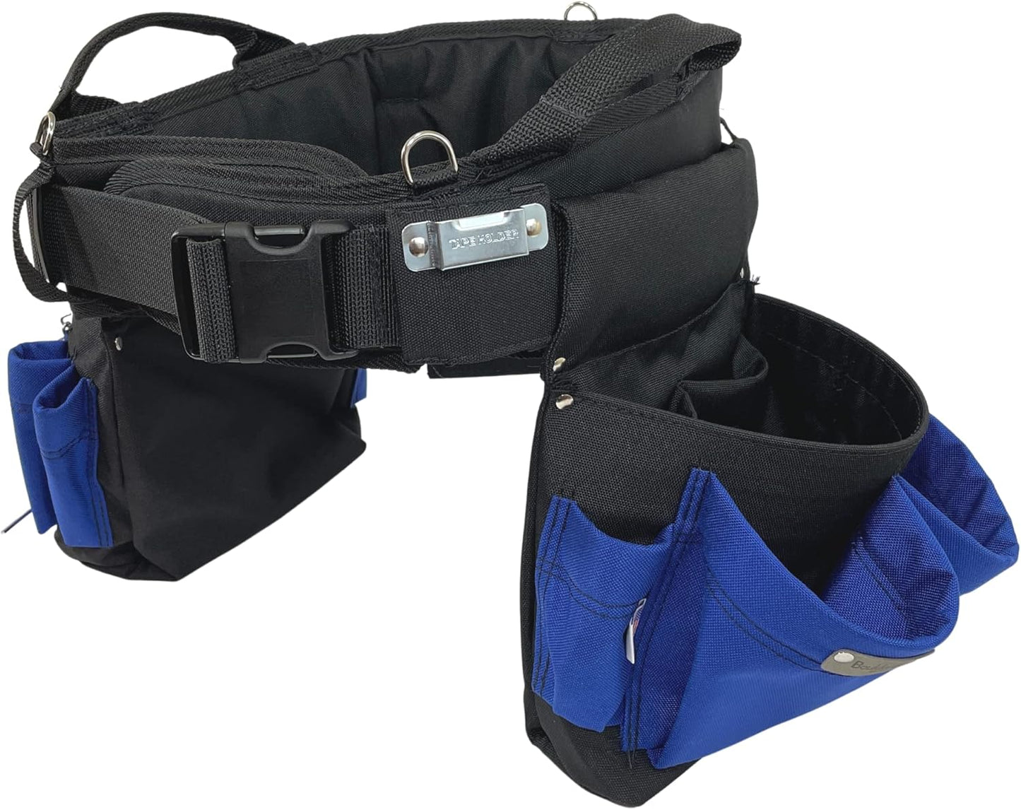 BOULDER BAG Professional Electrician's MAX Combo with Comfort Back Support Tool Belt, Quick Release Buckle, Heavy Duty Work Belt, Black, (Large 33-36 Inches), Made in USA