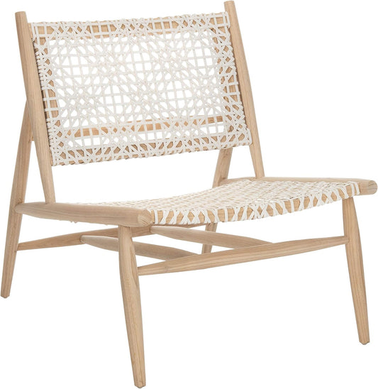 Safavieh Home Bandelier Light Natural and White Leather Woven Accent Chair