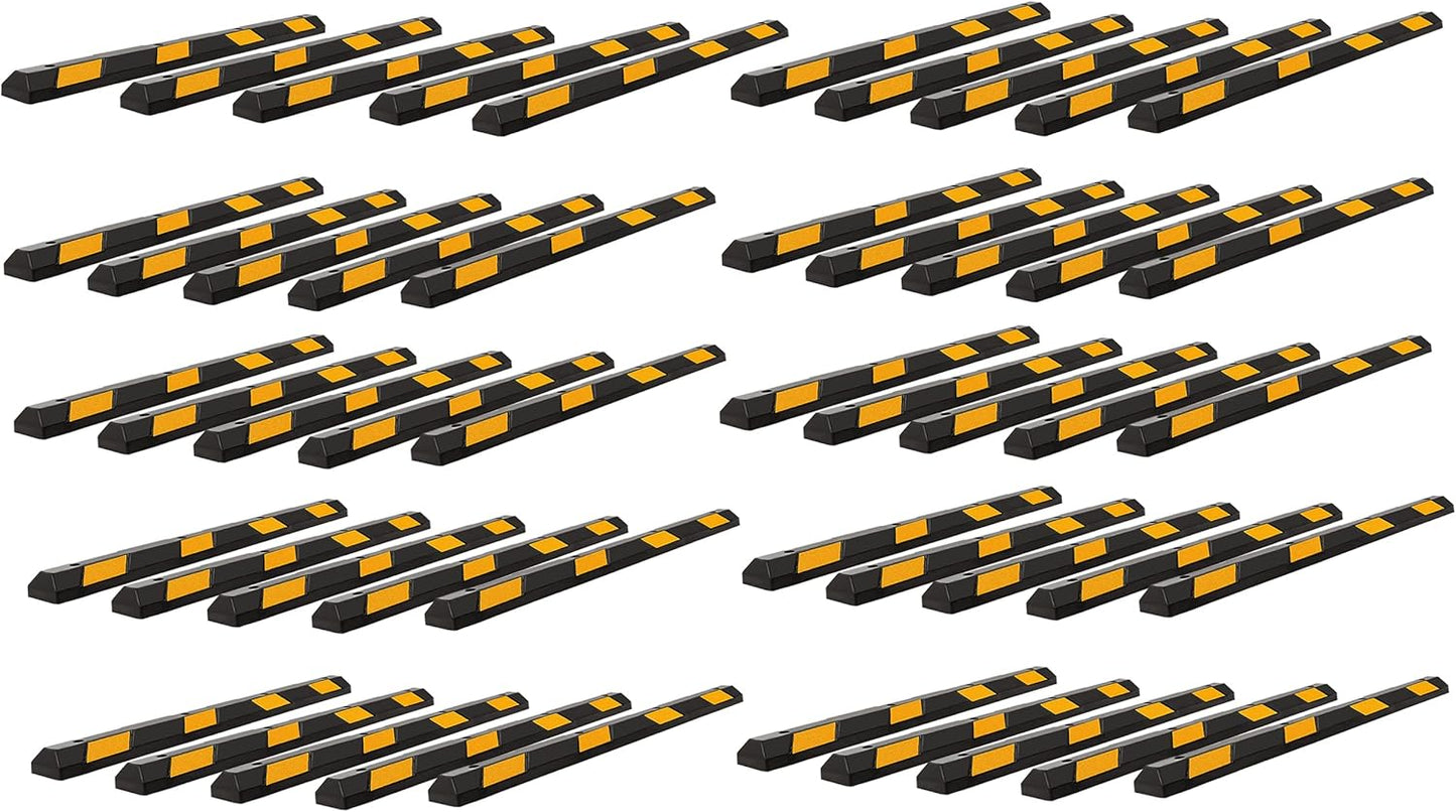 ZONETECH Large Heavy Duty Rubber Parking Curb – 72” Premium Quality Auto Garage Wheel Stopper Professional Grade w/Yellow Reflective Tape for Car, Truck, Trailer and RV (1-Pack)