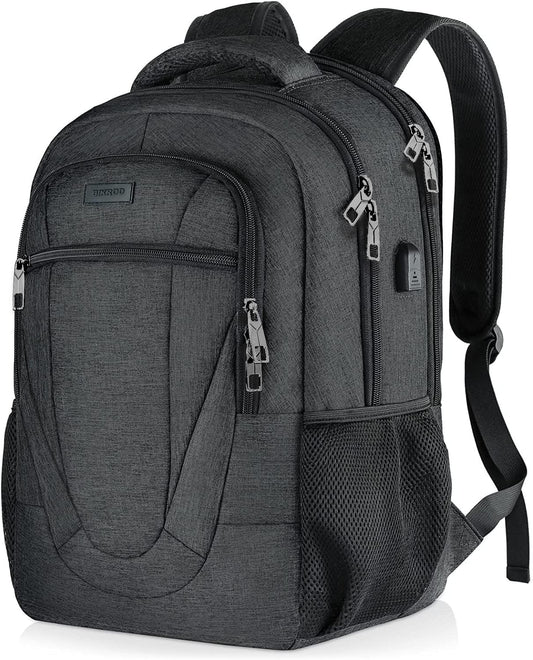 Travel Laptop Backpack, 17 Inch Extra Large School Backpacks for Teen Boys and Girls, Black Water Resistant Women Back Pack, Business Men Sturdy Computer Bag with USB Charging Port, Gifts