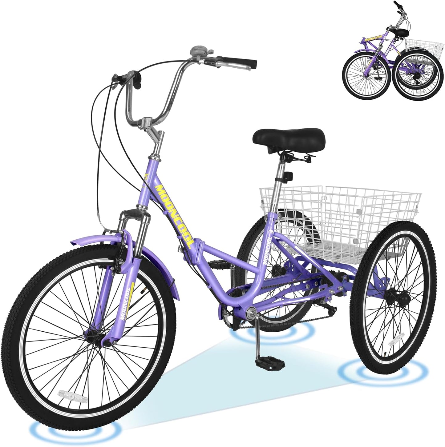 ABORON Adults Tricycle, 3 Wheels Bike for Adult, Tricycle for Adults, Double-Wall Wheel Rims, Tricycle for Women Men Exercise Outdoor Sports