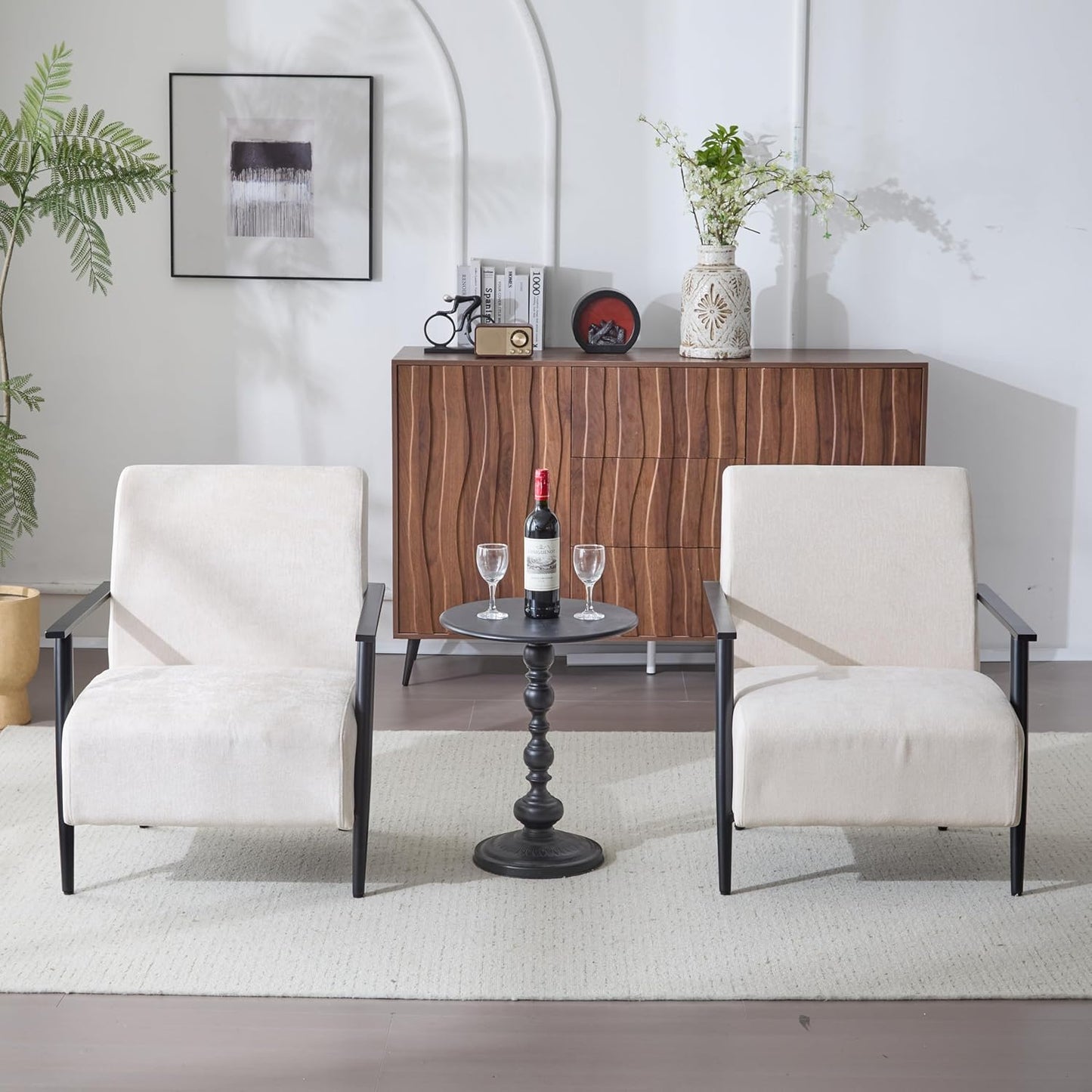 Christopher Knight Home Nadine Iron Accent Chairs Set of 2, Upholstered Club Chair, Thick Cushion Armchair, Spacious Single Sofa, Deep Seating Single Couch for Living Room Reading Home, Blue Gray