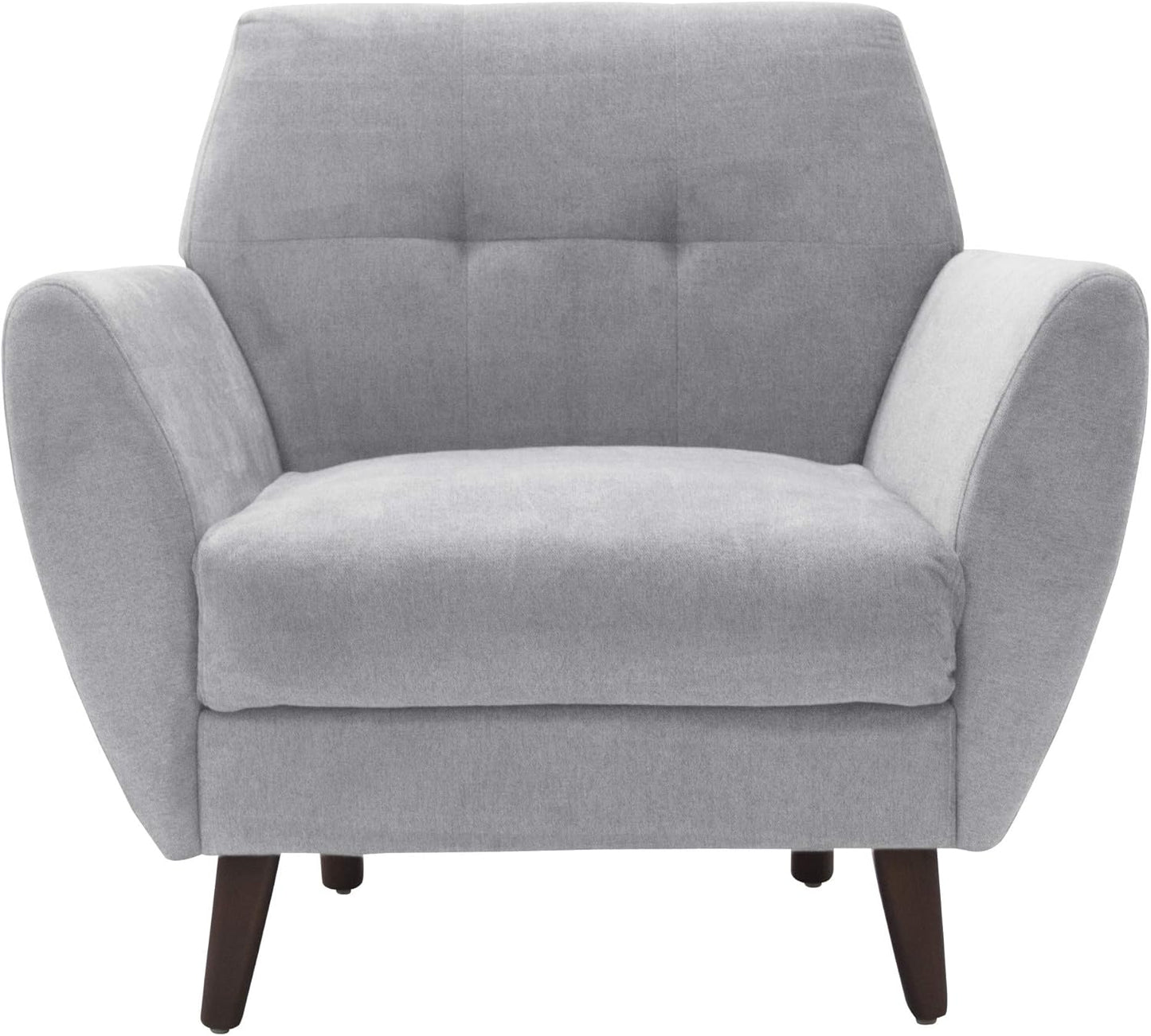 Serta Artesia Midcentury Modern Armchair, Easy to Clean, Microfiber Fabric, Durable Hardwood Construction, Ships in One Convenient Box, Arm Chair, Light Gray