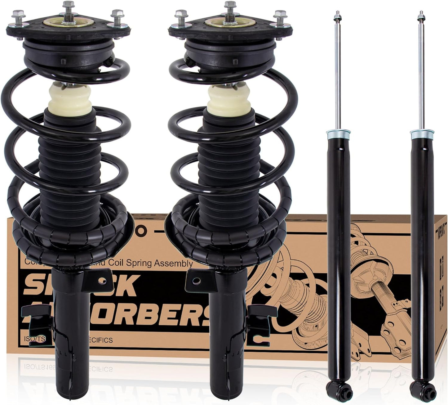 Complete Front Rear Struts Coil Spring Assembly 172264 172263 Compatible for 2006-2010 Mazda 5/2004-2009 Mazda 3 Excluding Speed Model Replacement Shocks Absorbers (4PCS)