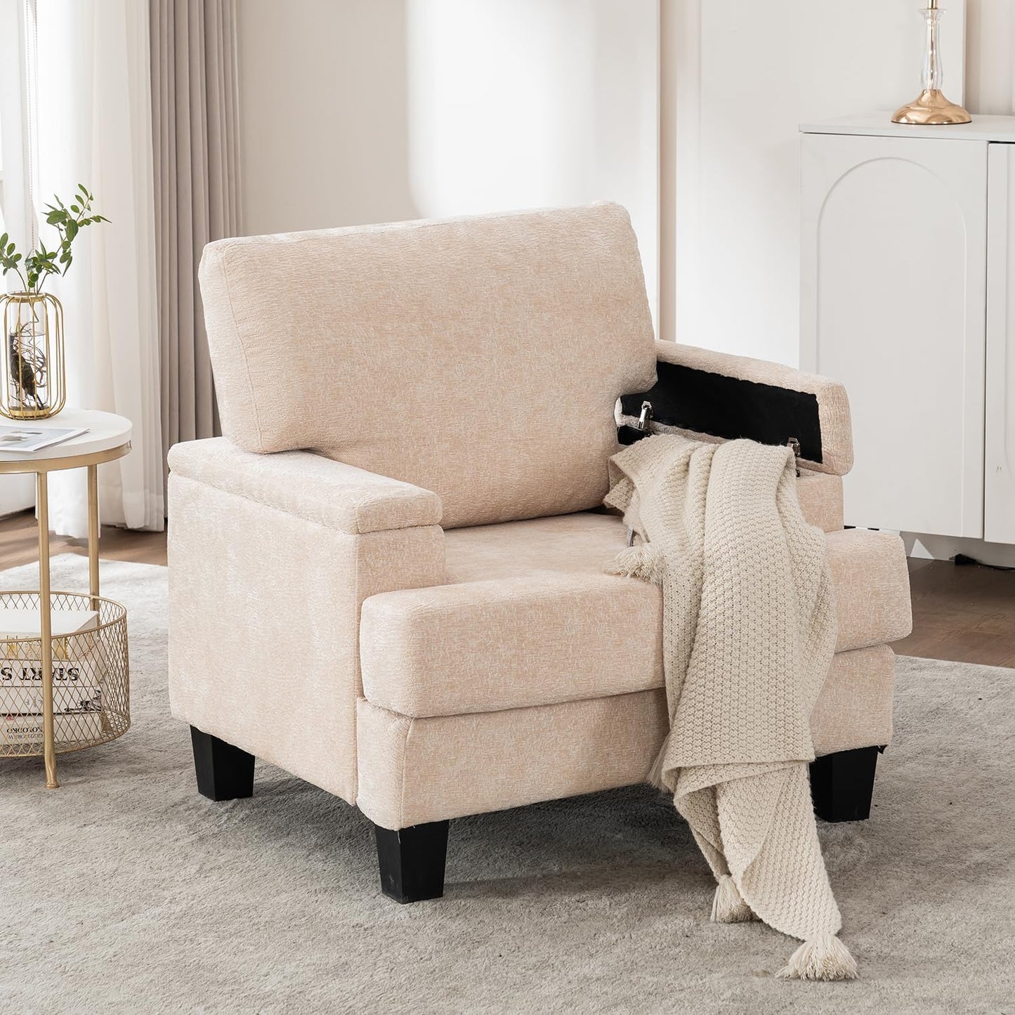 Oversized Accent Chair, Comfy Living Room Chairs with High-Density Sponge & Breathable Fabric, 32"x34"x38" Reading Chair, Cozy Armchair for Bedroom (2, Green, Oversized)
