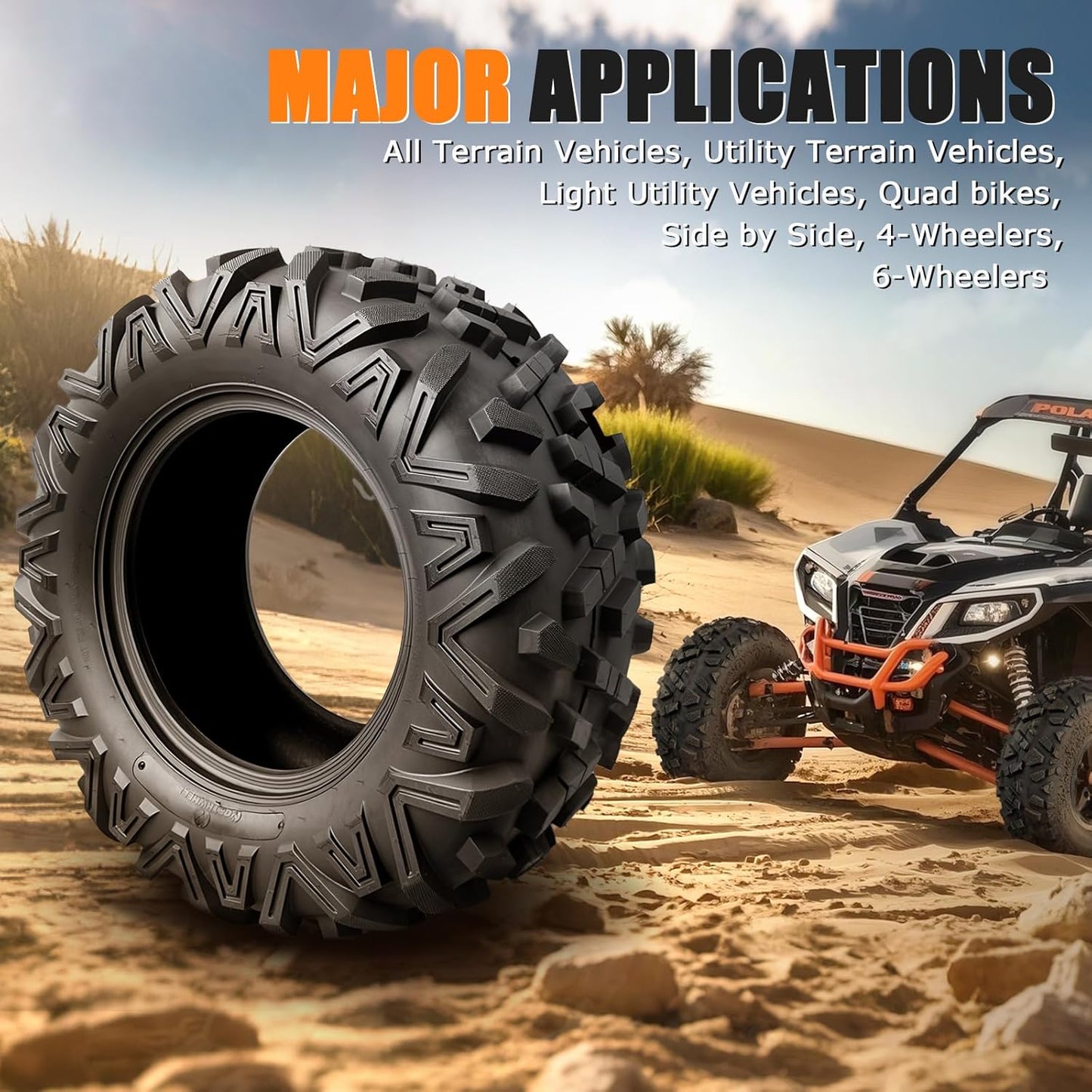 TRIPOWER ATV UTV Tires 25x8-12 & 25x10-12 All Terrain Trail Sand Mud Off-Road Tires, 6 Ply Tubeless Full Set of 4