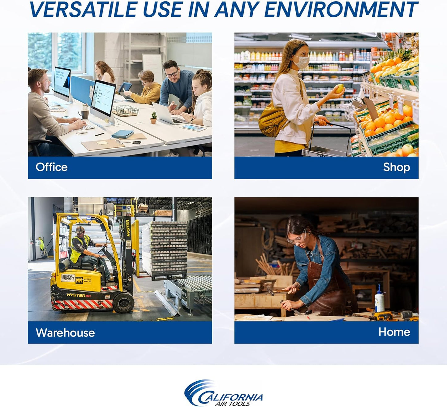 California Air Tools 10020SPC 2.0 HP Ultra Quiet and Oil-Free Air Compressor, 10 Gallon Tank, 58 dB Noise Level, in Sound Proof Cabinet