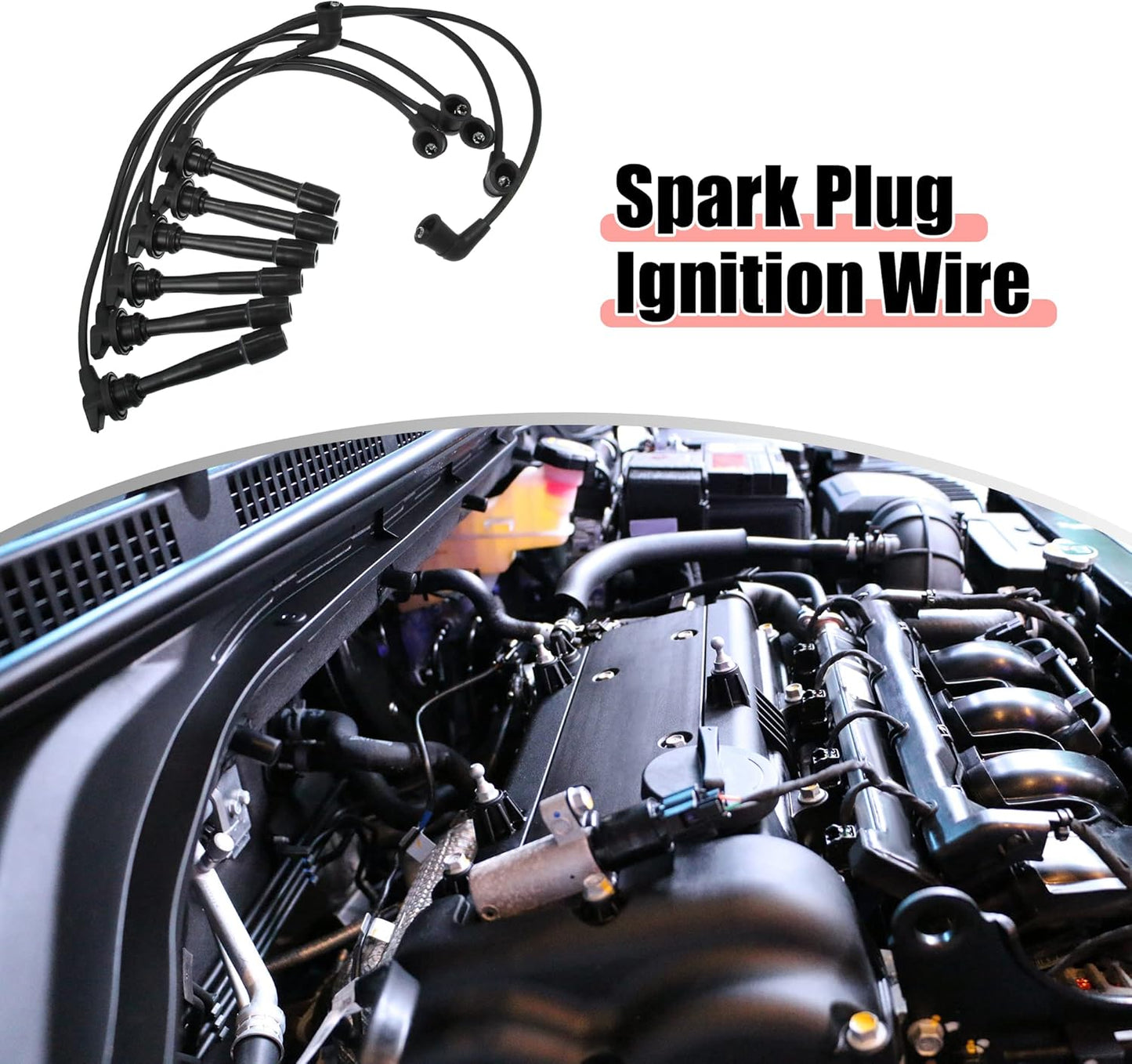 X AUTOHAUX 6pcs Spark Plug Ignition Wire for Hyundai Sonata GLS 2.5L V6 - Gas 1999-2001 for Hyundai Sonata GLS LX 2.7L V6 - Gas 2002 2003 Black
