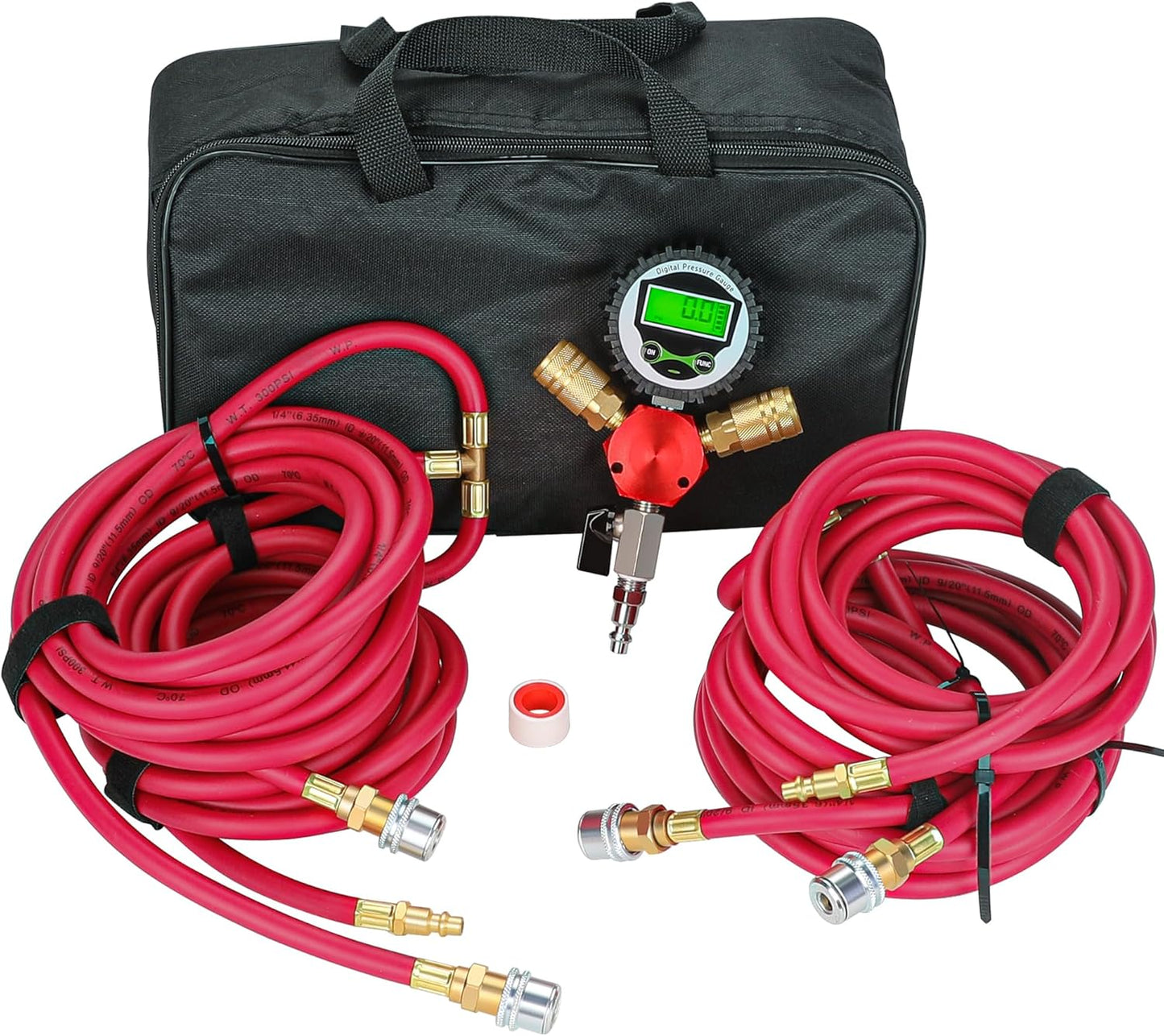 WYNNsky 4 Tire Inflation Deflation System, 1/4’’ Rubber Hose with Air Chuck, Digital Tire Pressure Gauge