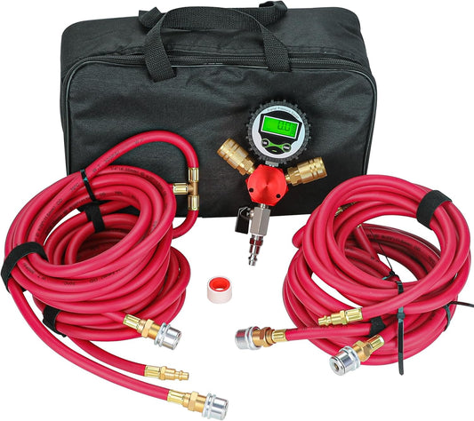 WYNNsky 4 Tire Inflation Deflation System, 1/4’’ Rubber Hose with Air Chuck, Digital Tire Pressure Gauge