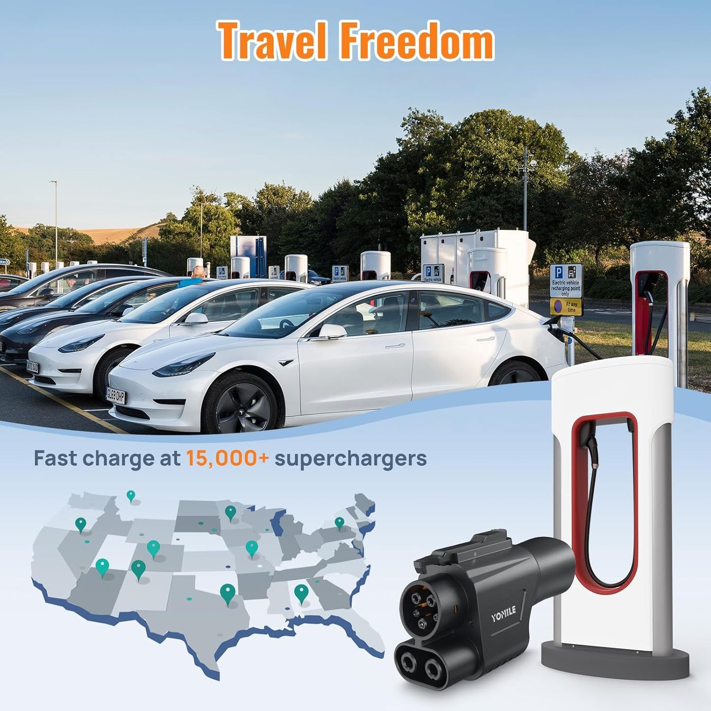 2025 Upgraded for Tesla Supercharger to CCS1 Charging Adapter Max 500A, 1000V- Fast Charge NACS to CCS Charging Adapter Compatible with Tesla Supercharger [Check with Your Automaker for Compatibility]
