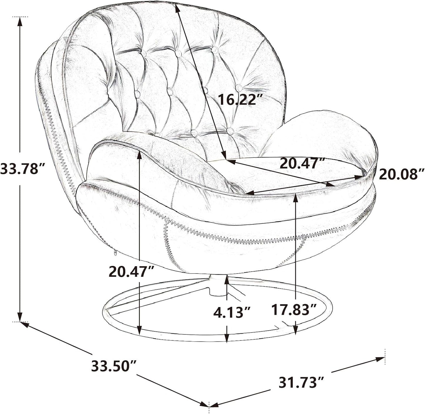 Velvet Cozy Chaise Lounge Indoor, Oversized Swivel Reading Chair with Footrest, Accent Chair with Ottoman Set for Living Room, Bedroom, Reading Room, Home Office, Metal Base Frame (Beige)