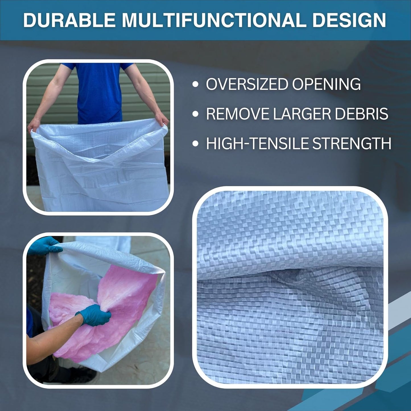 20 Insulation Removal Vacuum Bags, Bulldogvacbags, Holds 105 Cubic Ft, 400 lbs
