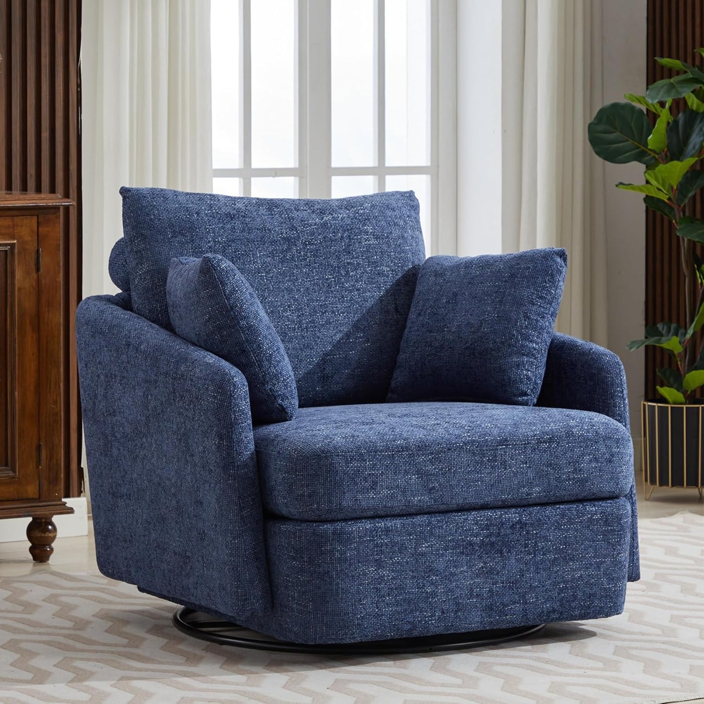 Chifee & Vingol 40.6" Oversized Swivel Accent Chair,Chenille,Orange