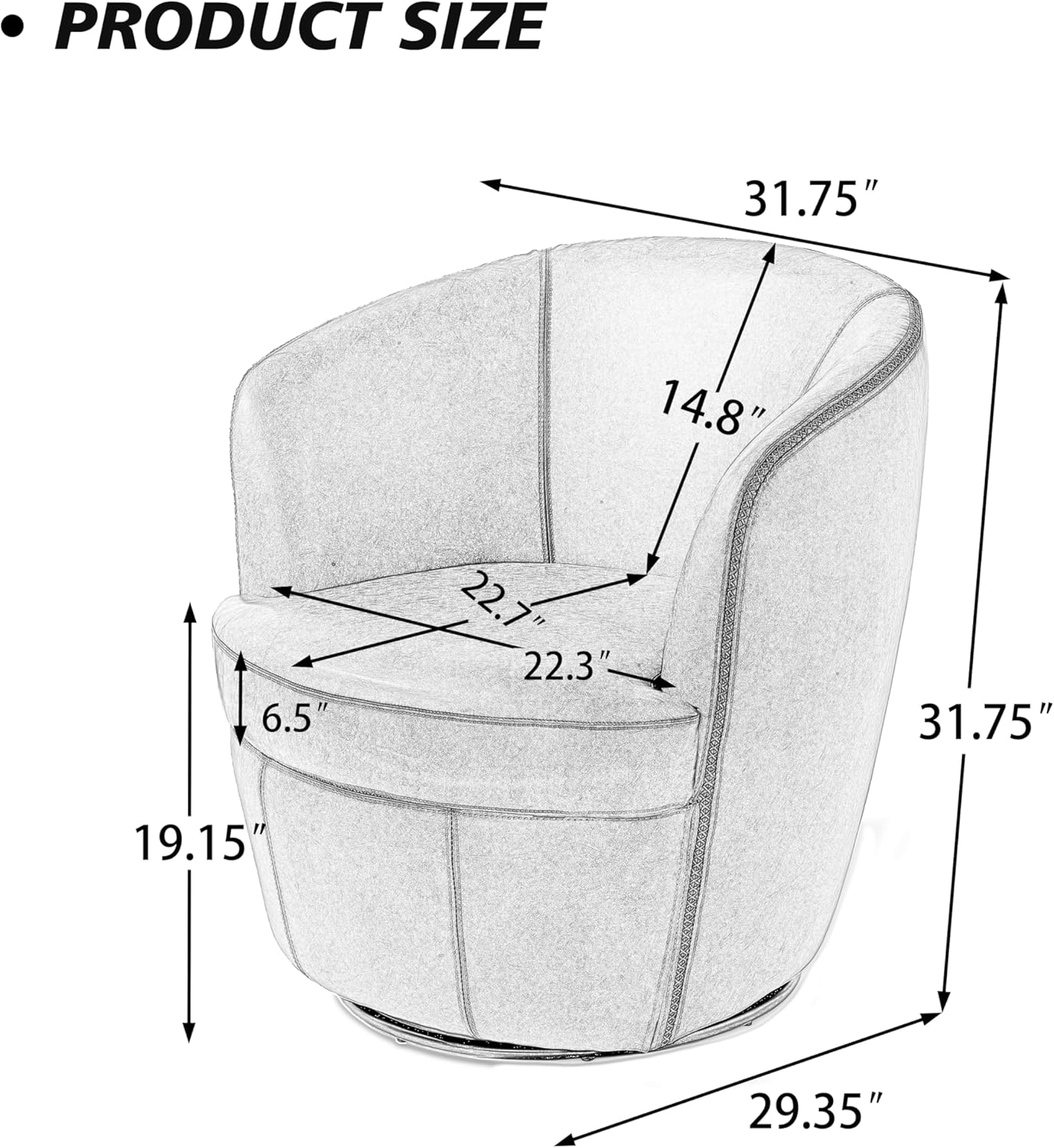 UIXE PU Leather Swivel Barrel Accent Chair, Modern Round Swivel Chair Comfy Upholstered Armchair for Living Room, Vintage Arm Chair Single Sofa Bedroom Reading Seats - Chocolate