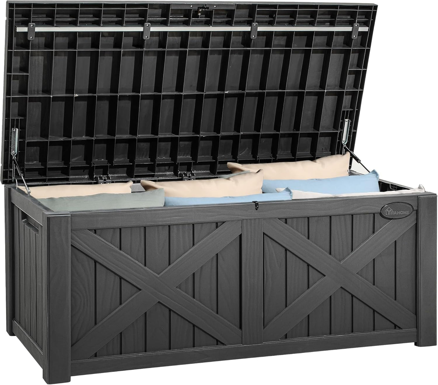 YITAHOME XXL 230 Gallon Large Outdoor Storage Deck Box for Patio Furniture, Outdoor Cushions, Garden Tools and Sports/ Pools Equipment, Weather Resistant Resin, Lockable (Taupe)
